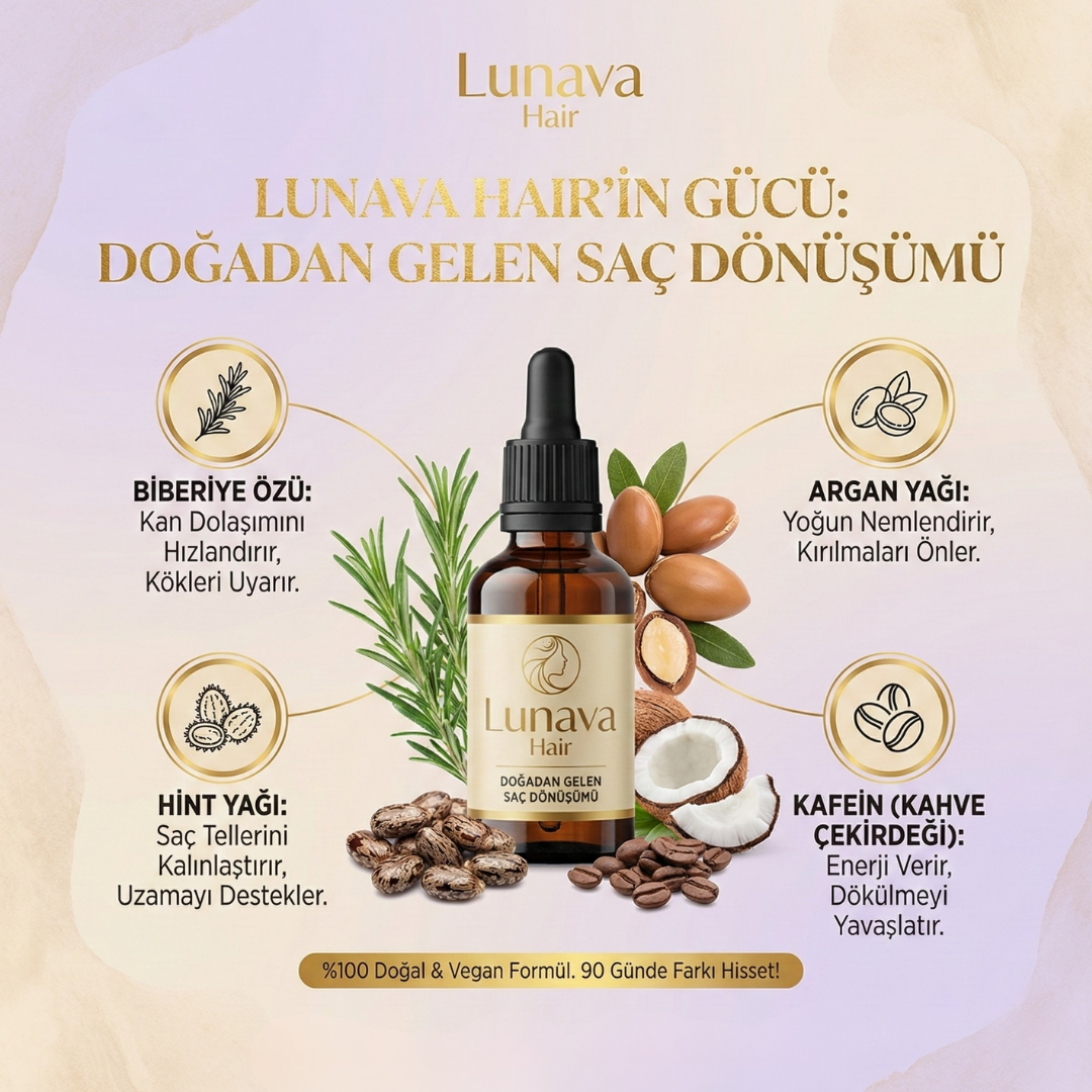 Lunava Hair – Premium Doğal Saç Uzatma Yağı